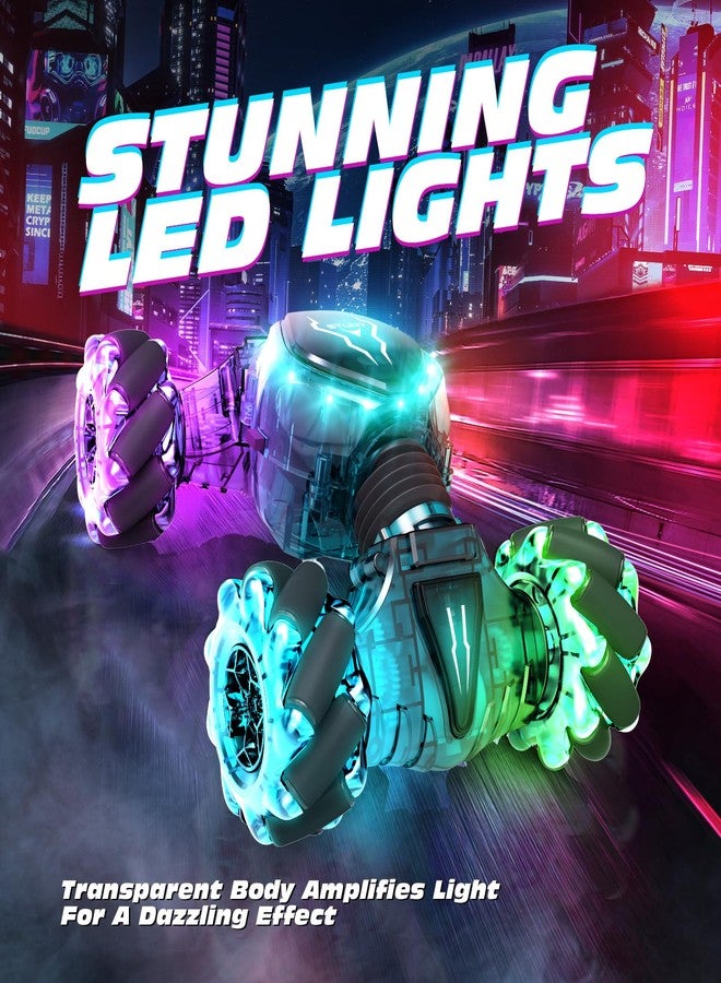 Tecnock Remote Control Car for Boys Girls, 2.4GHz 4WD Gesture Sensing RC Stunt Car Toys - 360° Rotating Double Sided Hand Controlled RC Cars with LED Lights, Gifts for Kids Ages 6-8, 8-12 - Image 3